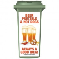 Beer Pretzels And Hot Dogs Wheelie Bin Sticker Panel